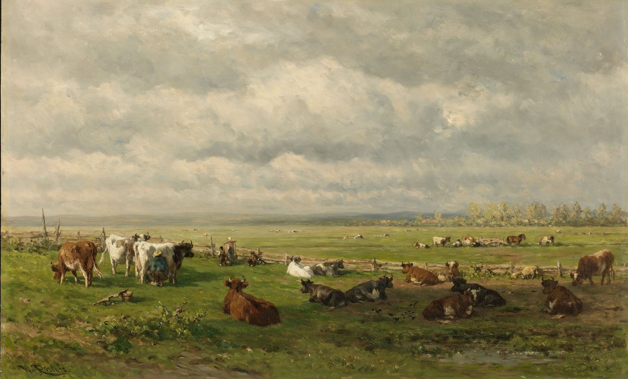 Paysage de prairie avec du bétail, vers 1880 - Willem Roelofs