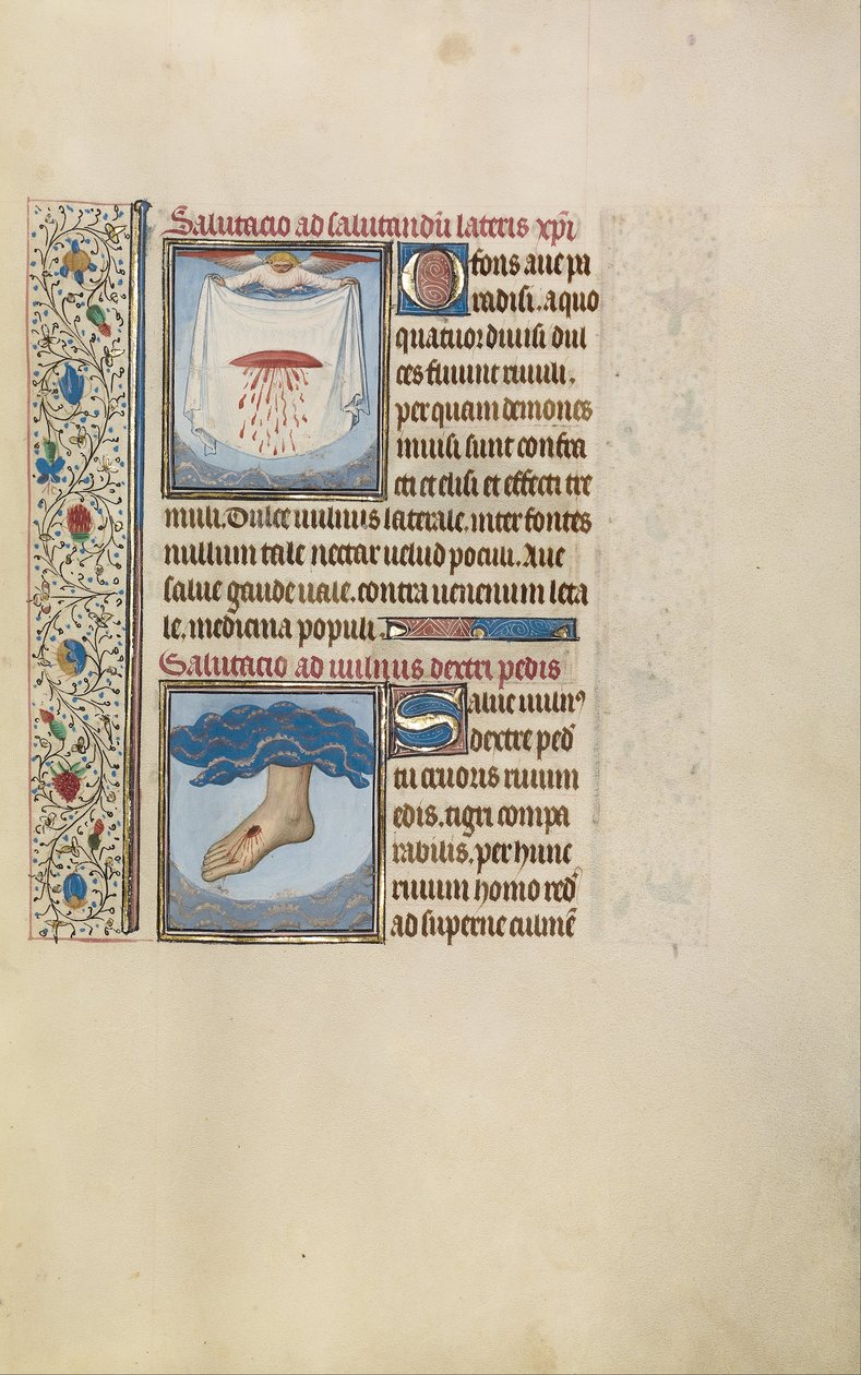 Un ange tenant un tissu avec la blessure saignante du Christ - Willem Vrelant