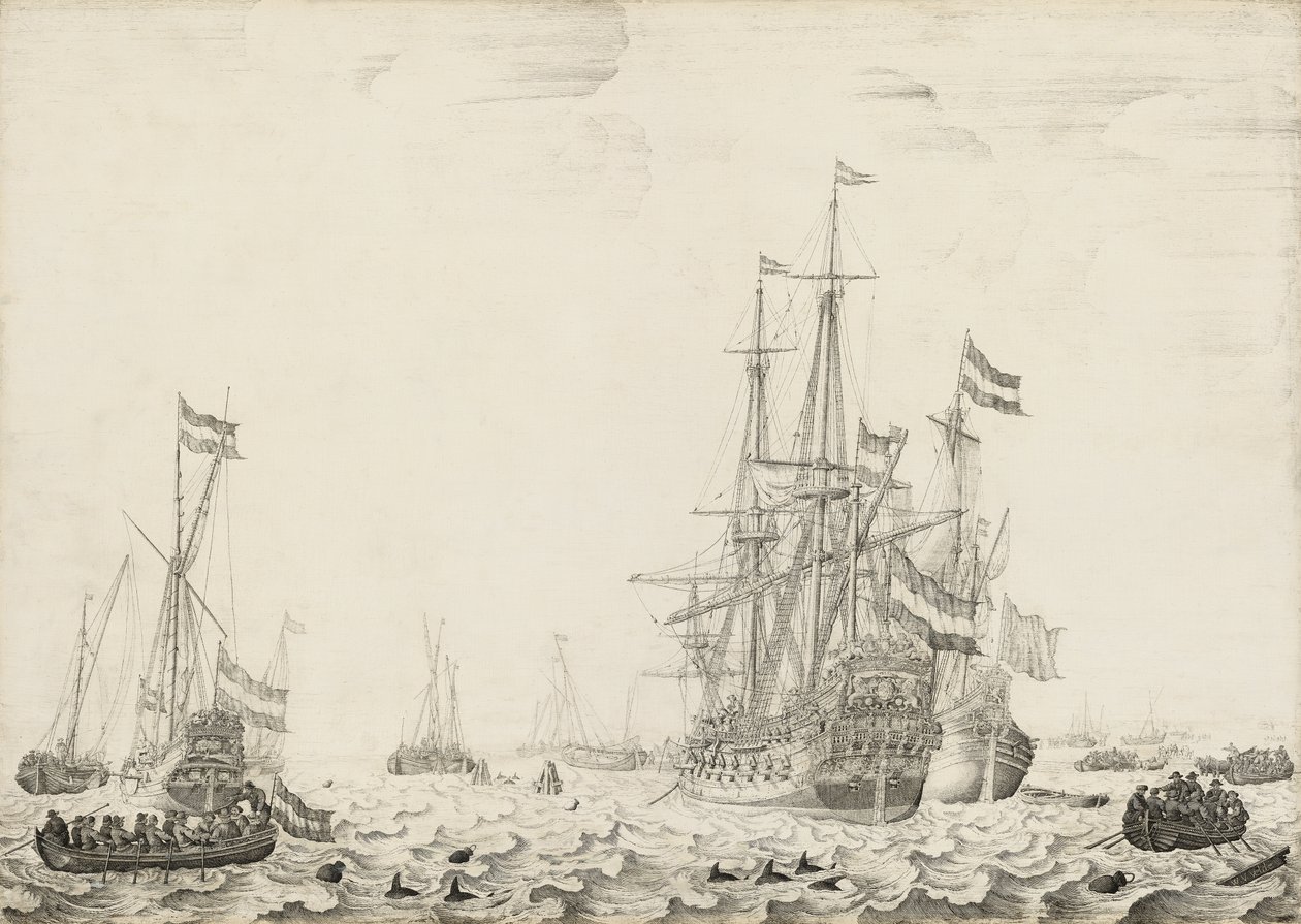 Navires hollandais près de la côte, début des années 1650 - Willem van de Velde
