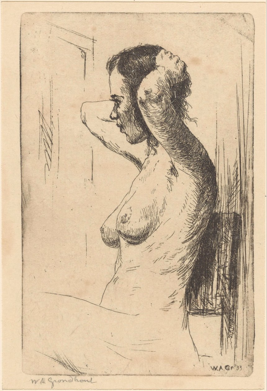 Femme nue assise - Willem Adrianus Grondhout (signed by artist)