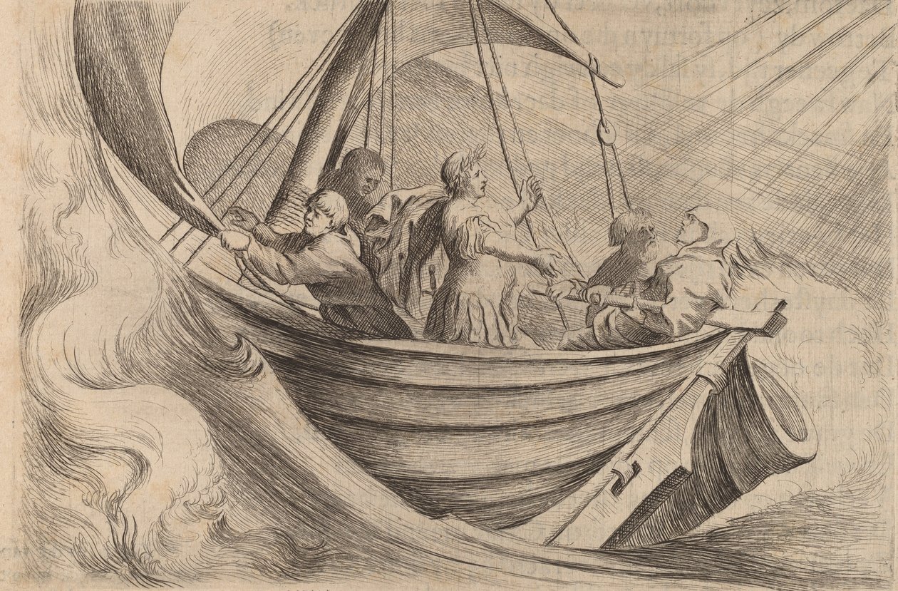 César traversant des mers orageuses, 1634 - Willem Basse