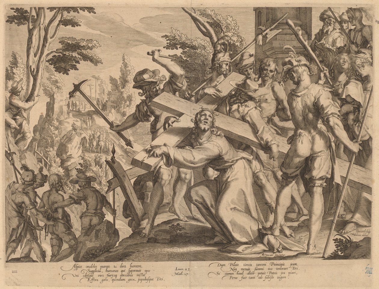 Christ portant la croix - Willem Swanenburgh, after Joachim Anthonisz Wtewael