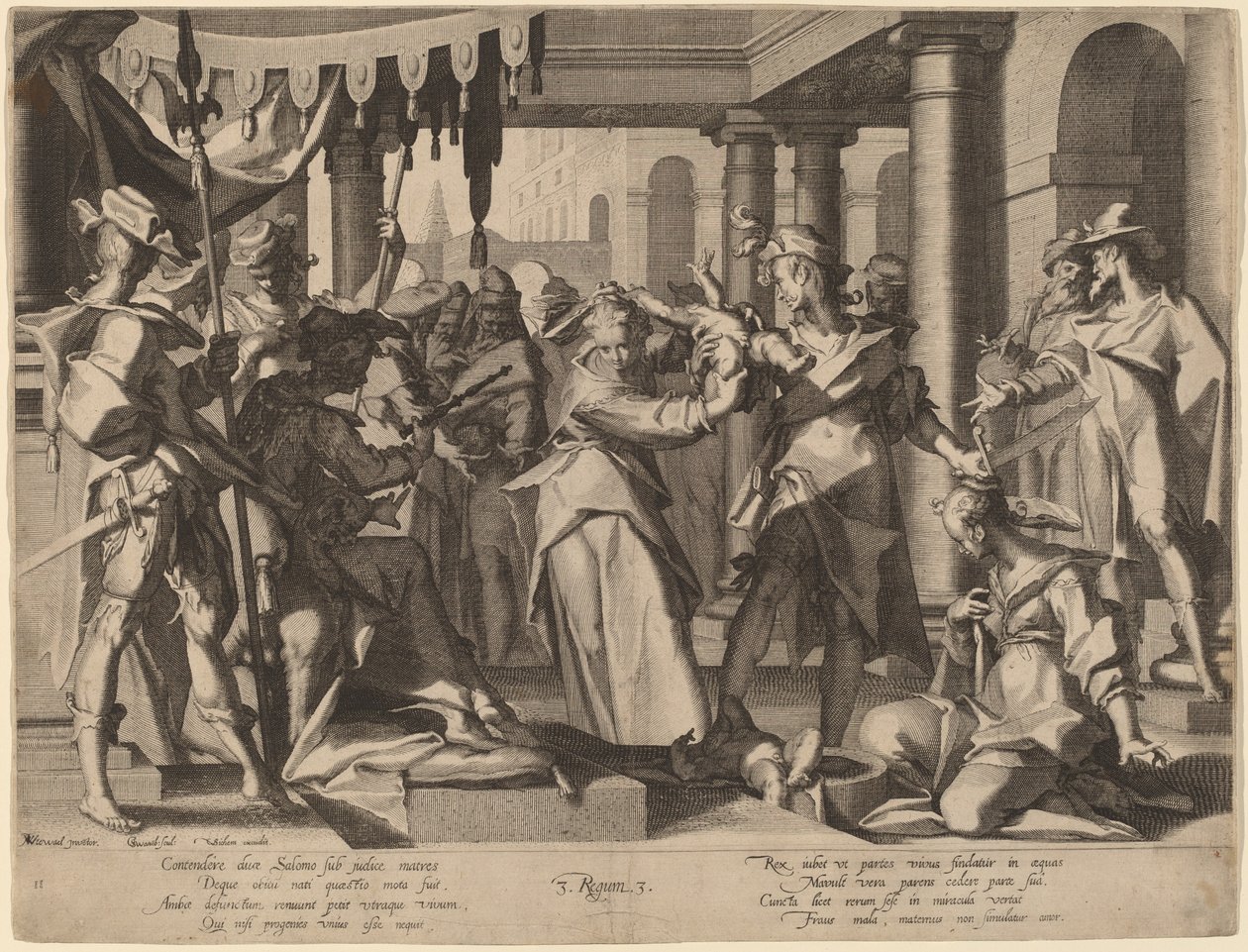 Le Jugement de Salomon - Willem Swanenburgh after Joachim Anthonisz Wtewael