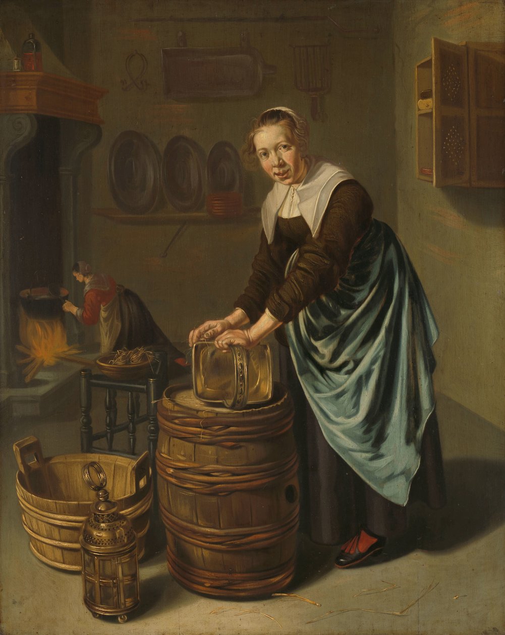 Femme récurant un récipient - Willem Van Odekercken