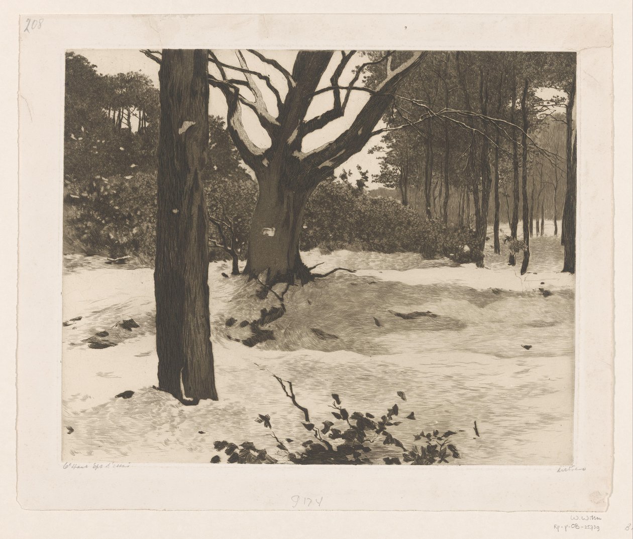 Paysage forestier enneigé à Ede - Willem Witsen (signed by artist)