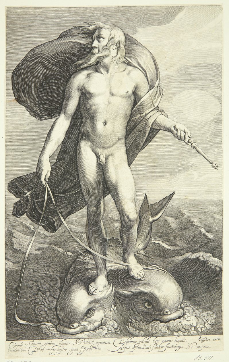 Neptune chevauchant deux dauphins - Willem van Swanenburgh