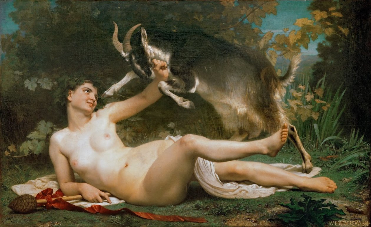 Bacchante lutinant une Chèvre - William Adolphe Bouguereau