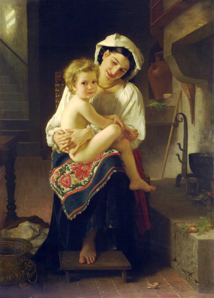 Jeune mère regardant son enfant - William Adolphe Bouguereau
