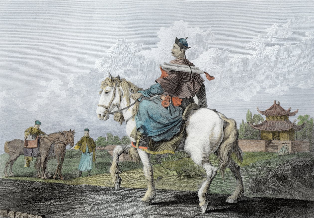 Un Quan ou Mandarin portant une lettre de l