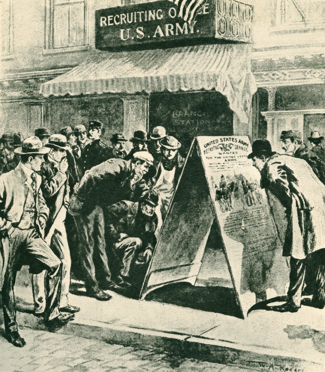 Foule devant le bureau de recrutement de l