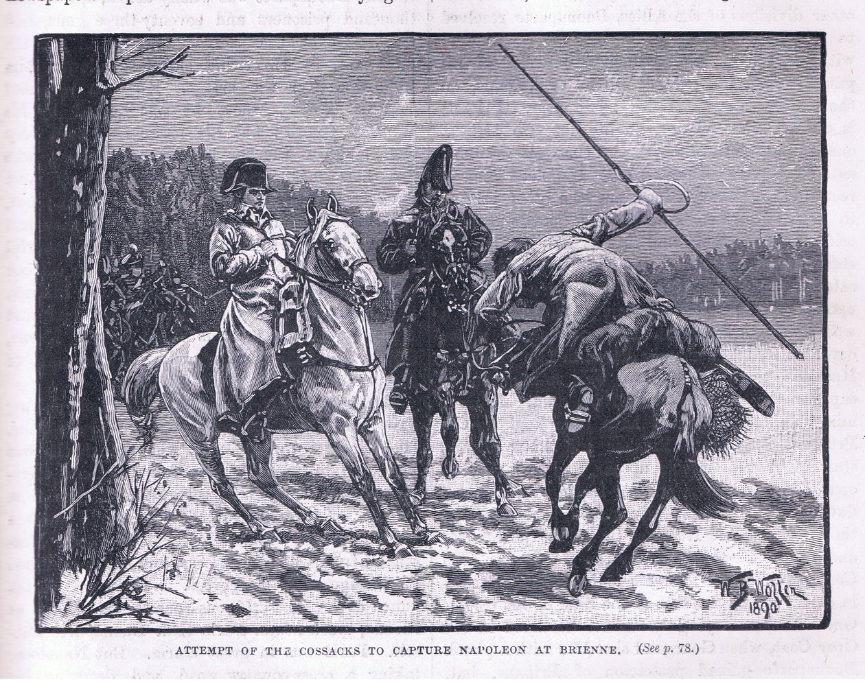 Tentative des cosaques de capturer Napoléon à Brienne - William Barnes Wollen