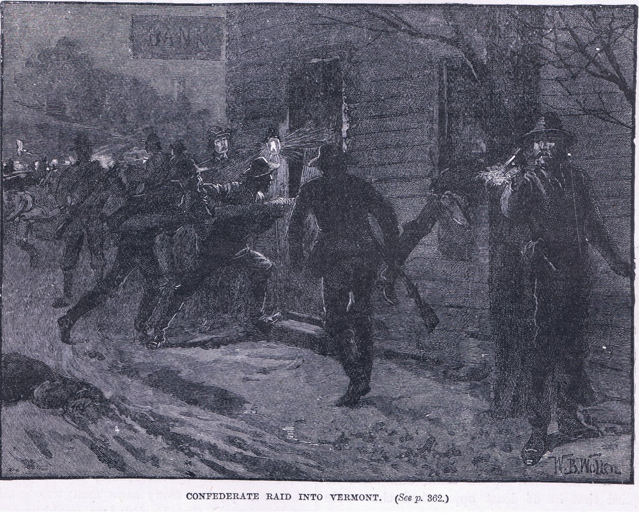 Raid confédéré dans le Vermont 1865 après J.-C. - William Barnes Wollen