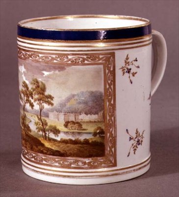 Mug de Pinxton, peint avec une vue de Chatsworth, vers 1800 - William Billingsley