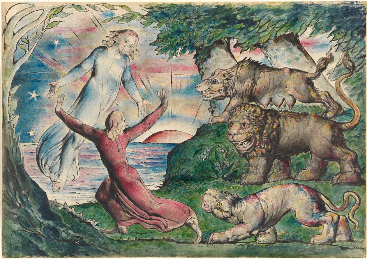 Dante fuyant les trois bêtes - William Blake