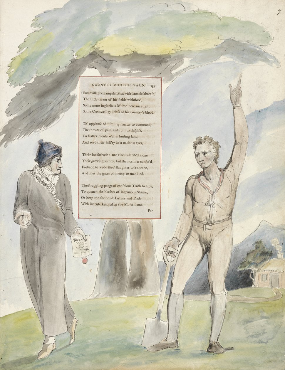 Élégie écrite dans un cimetière de campagne, design 111 de Les Poèmes de Thomas Gray, 1797-98 - William Blake