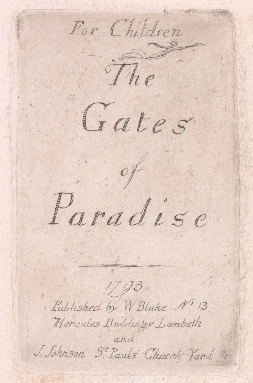 Pour les enfants. Les Portes du Paradis, Planche 2, Page de titre - William Blake