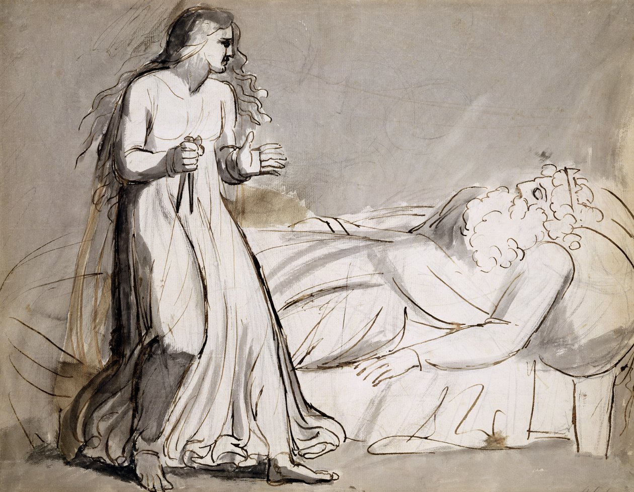 Lady Macbeth approchant Duncan assassiné - William Blake