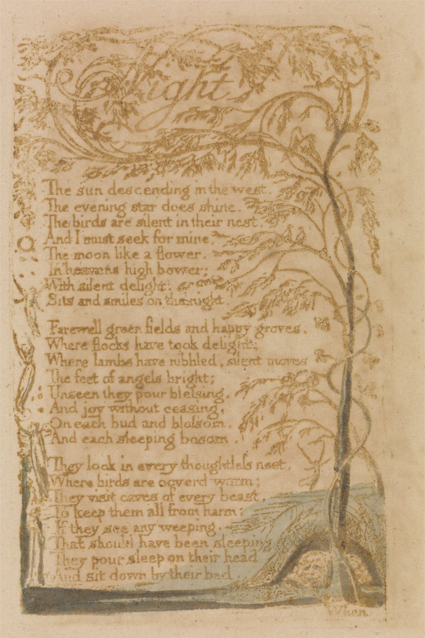 Nuit, planche 16 de Songs of Innocence, 1789 - William Blake