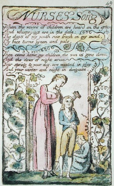 La Chanson des Infirmières, planche 49 (Bentley 38) de Songs of Innocence and of Experience (Bentley Copy L) 1789-94 - William Blake
