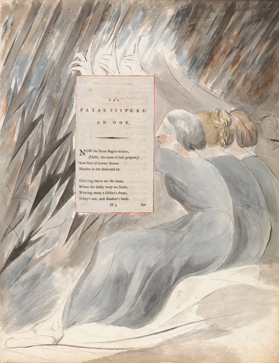 Les Sœurs fatales, design 71 des Poèmes de Thomas Gray - William Blake