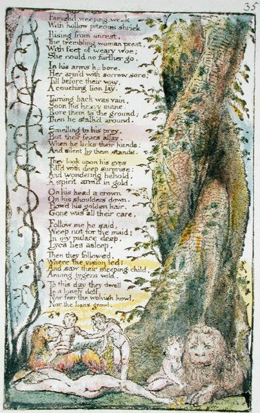 La Petite Fille Retrouvée, planche 35 (Bentley 36) de Songs of Innocence and of Experience (Bentley Copy L) 1789-94 - William Blake
