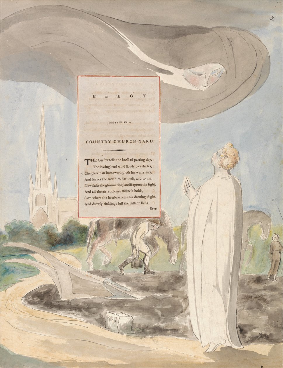 Les Poèmes de Thomas Gray, Design 107, Élégie Écrite dans un Cimetière de Campagne - William Blake