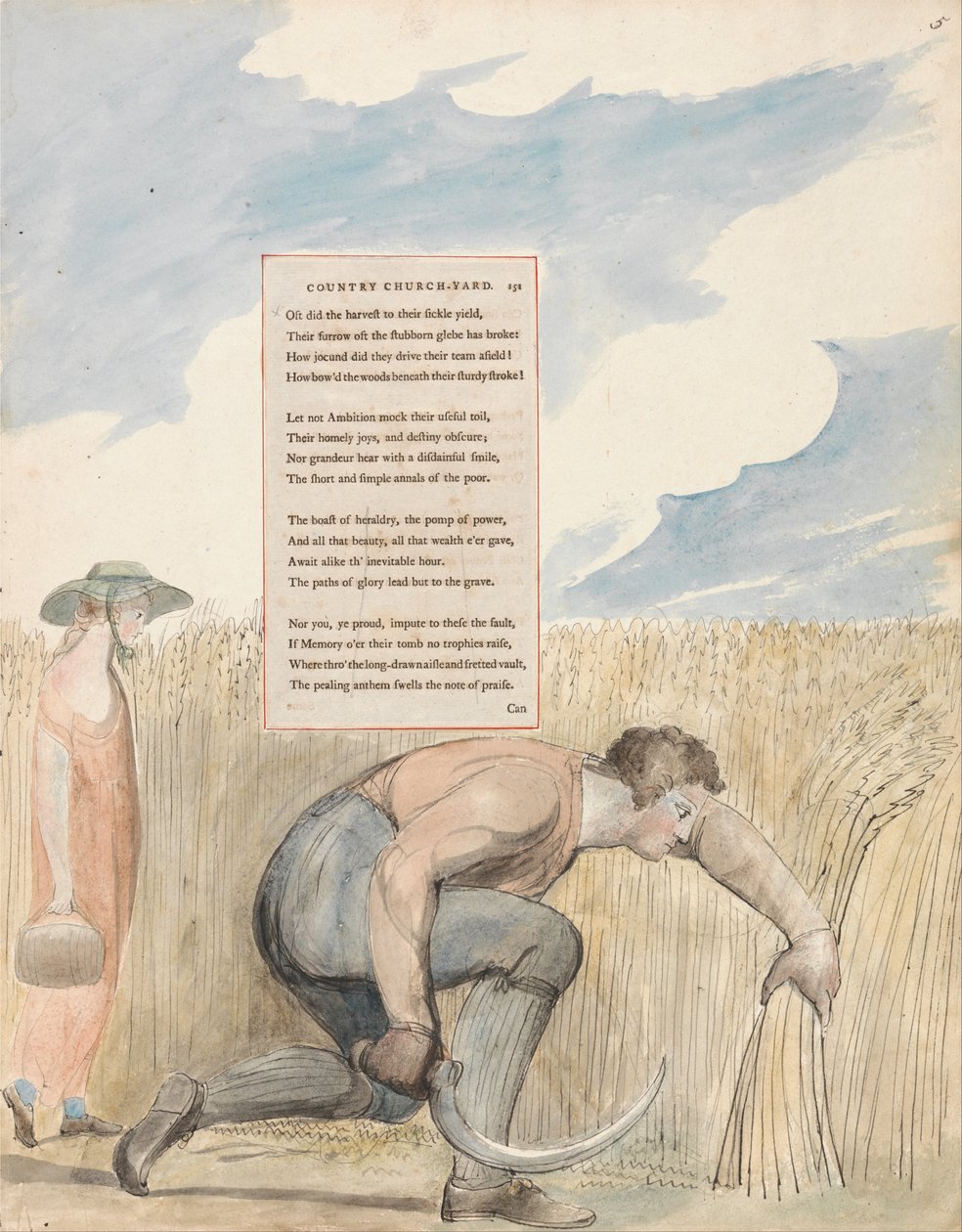 Les Poèmes de Thomas Gray, Design 109, Élégie Écrite dans un Cimetière de Campagne - William Blake