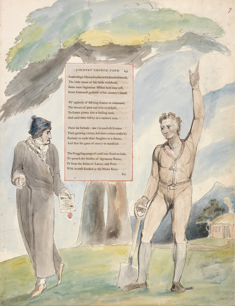 Les Poèmes de Thomas Gray, Design 111, Élégie Écrite dans un Cimetière de Campagne - William Blake
