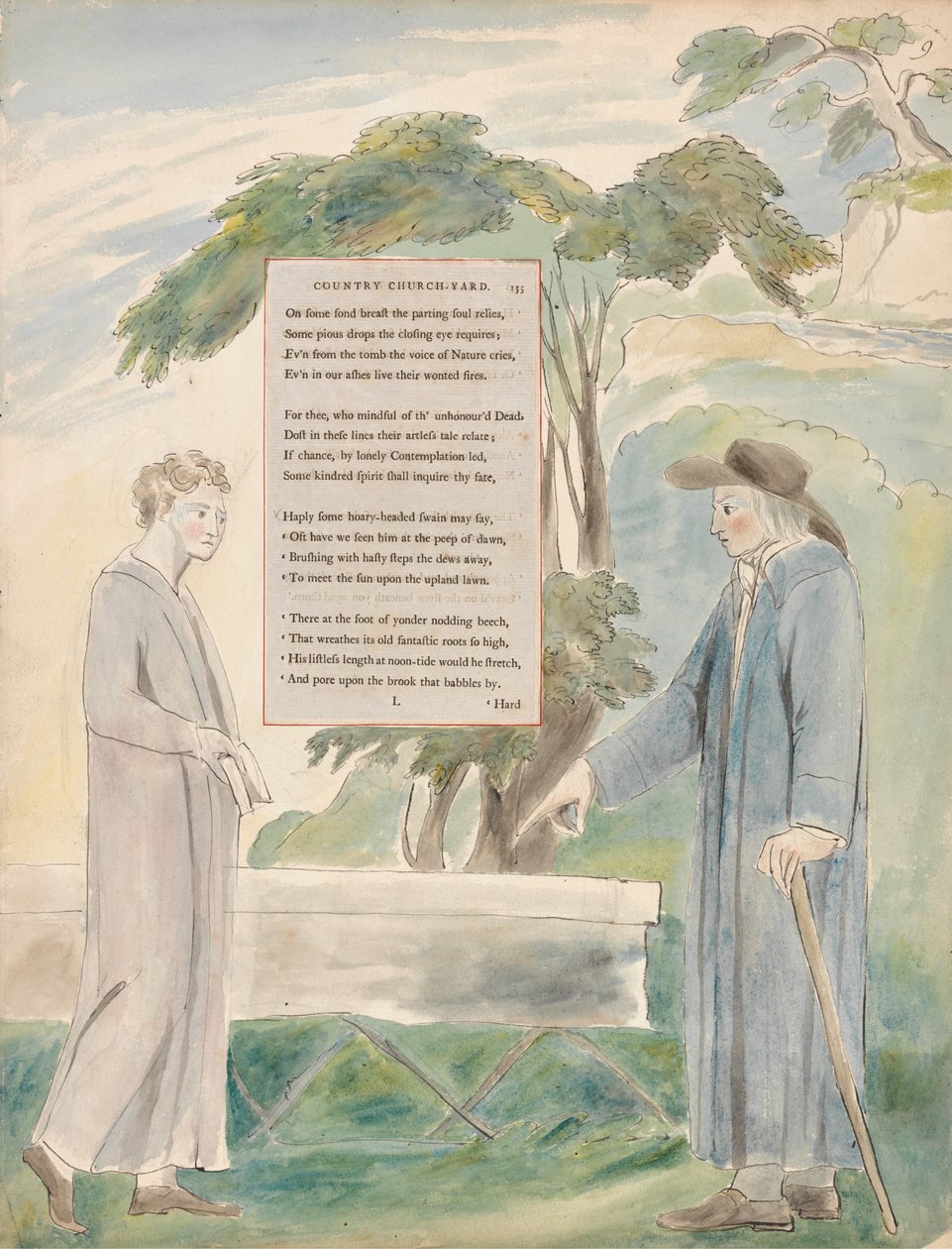 Les Poèmes de Thomas Gray, Design 113, Élégie Écrite dans un Cimetière de Campagne - William Blake