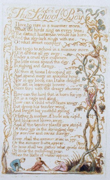 The School Boy, plaque 27 de Songs of Innocence, 1789 - William Blake
