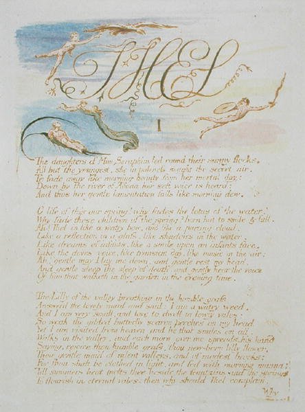 ThelIThe Daughters of Mne Seraphim..., planche 3 de The Book of Thel, 1789 - William Blake