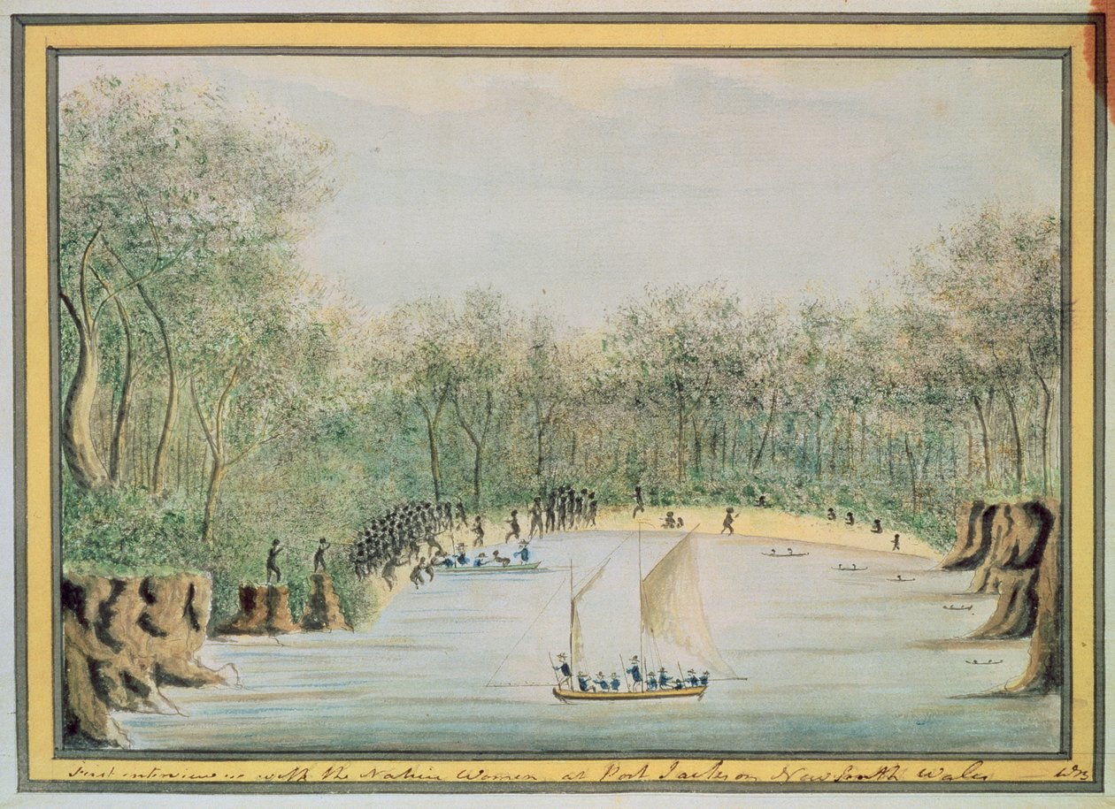 Première rencontre avec les femmes indigènes à Port Jackson, Nouvelle-Galles du Sud, 1788 - William Bradley