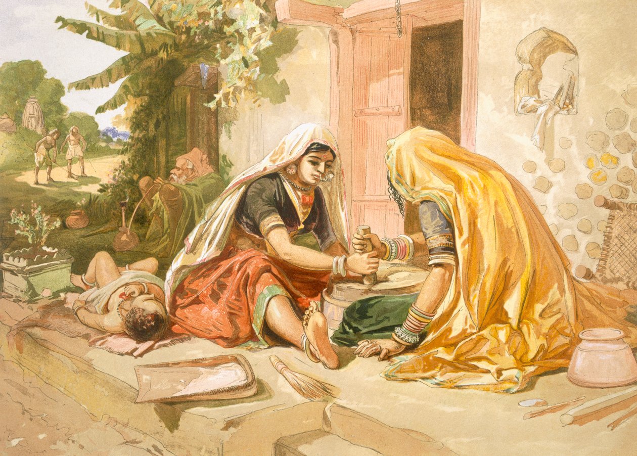 Femmes moulant du maïs, de 