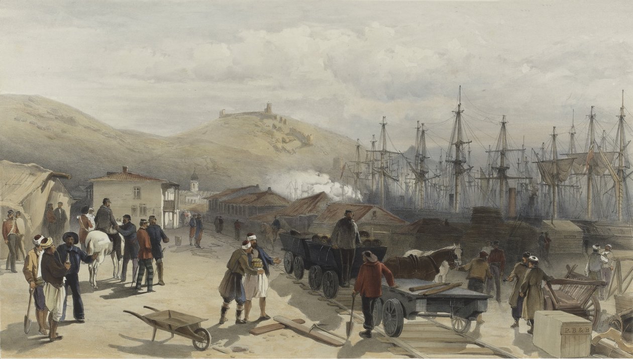 Le Chemin de fer à Balaklava regardant vers le sud, 1855 - William Crimea Simpson