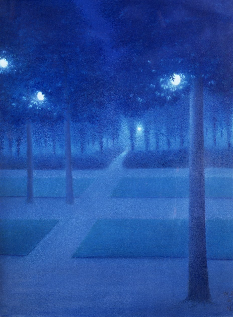 Scène nocturne dans le parc royal, Bruxelles, 1897 - William Degouve de Nuncques