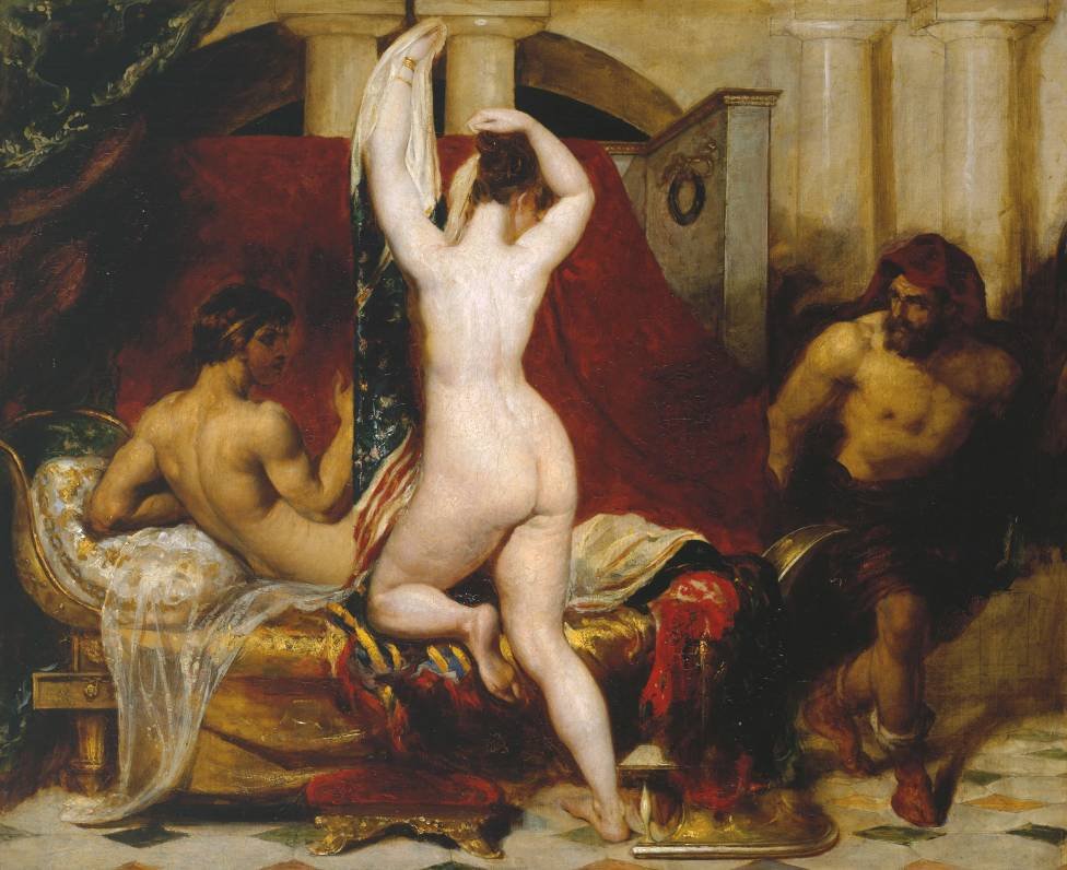 Candaules, roi de Lydie, montre sa femme en cachette à Gygès, un de ses ministres, alors qu