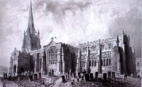 Saint-Jean-Baptiste, Thaxted, Essex, vue du sud-ouest - William Henry Bartlett
