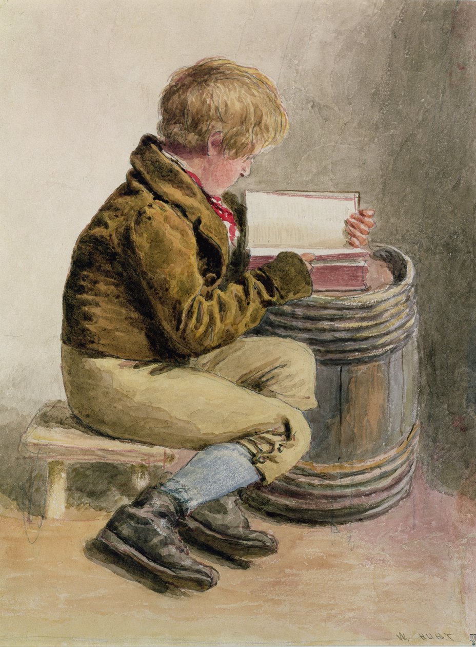 Petit garçon lisant un livre - William Henry Hunt