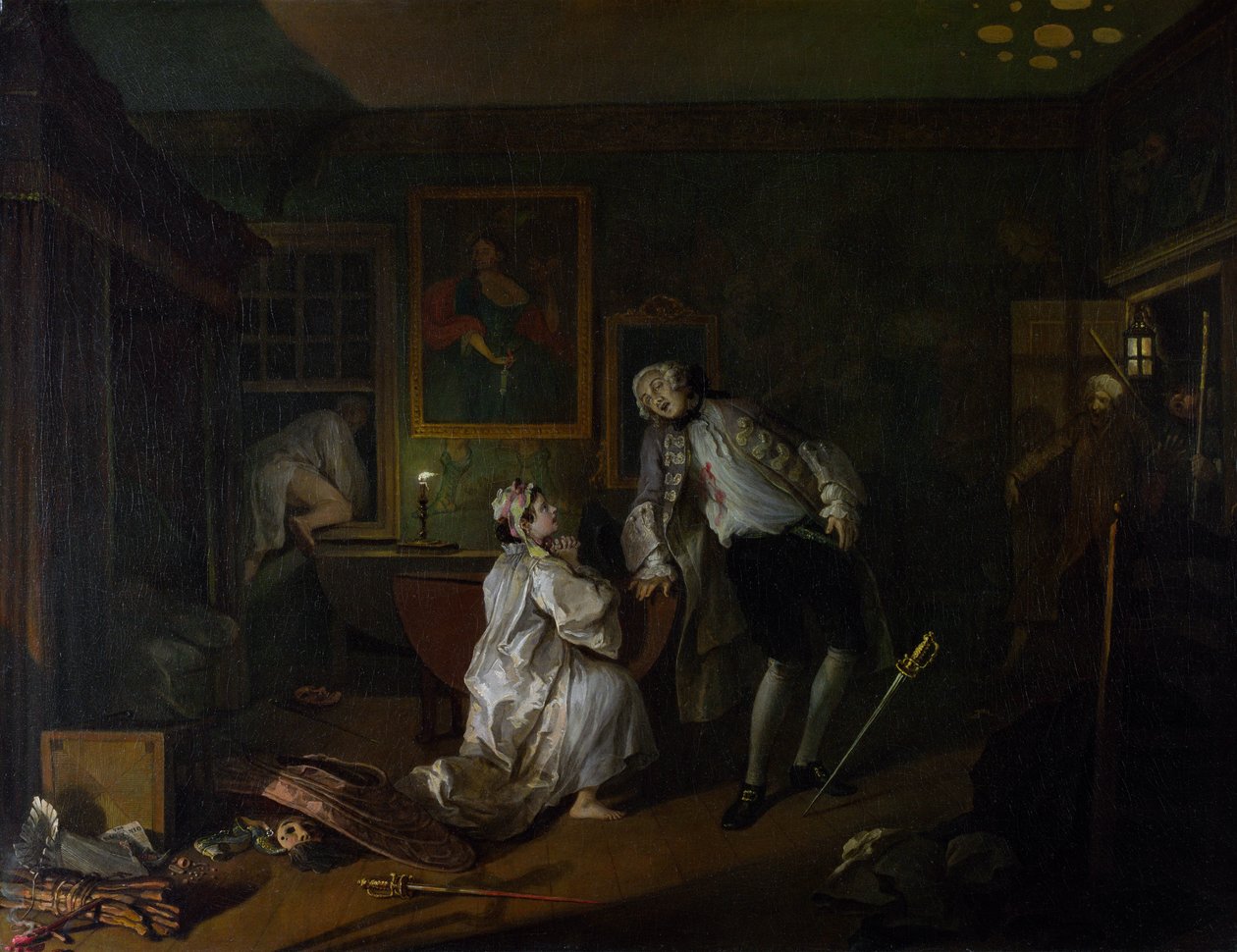Mariage à la mode : 5, Le Bagne - William Hogarth