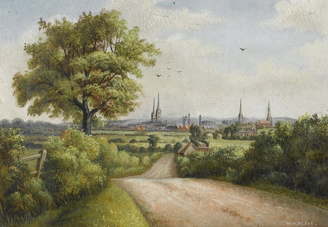 Flèches de Coventry depuis Barkers Butts Lane, début du XXe siècle - William Howard Reeve