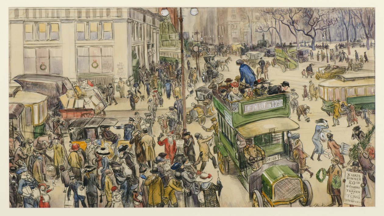 Acheteurs de Noël, Madison Square - William James Glackens