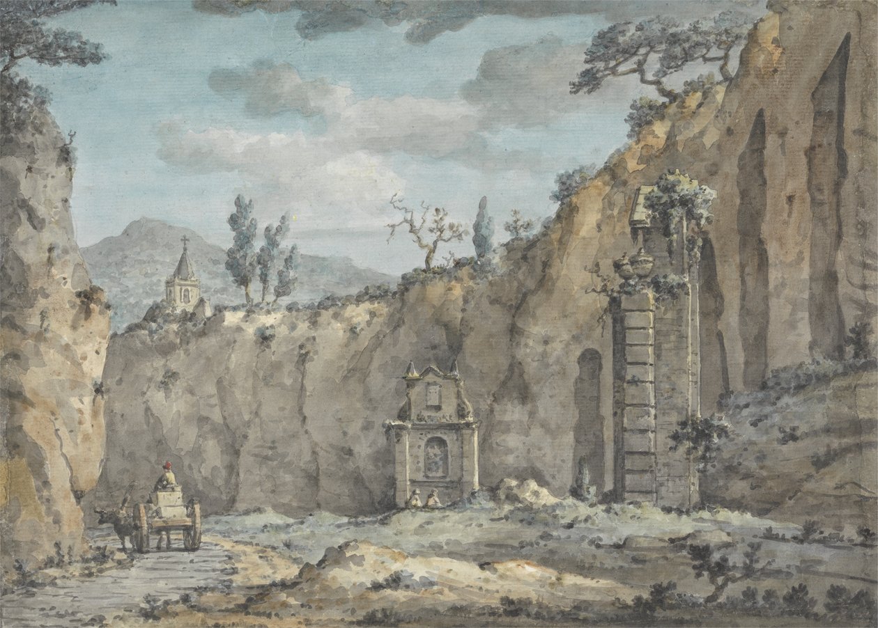 Charrette à bœufs dans la grotte de Posillipo, c.1770 - William Marlow