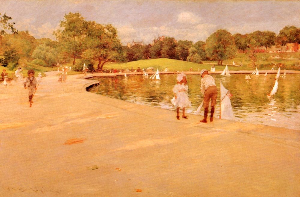 Lac en bateau lilliputien - William Merritt Chase