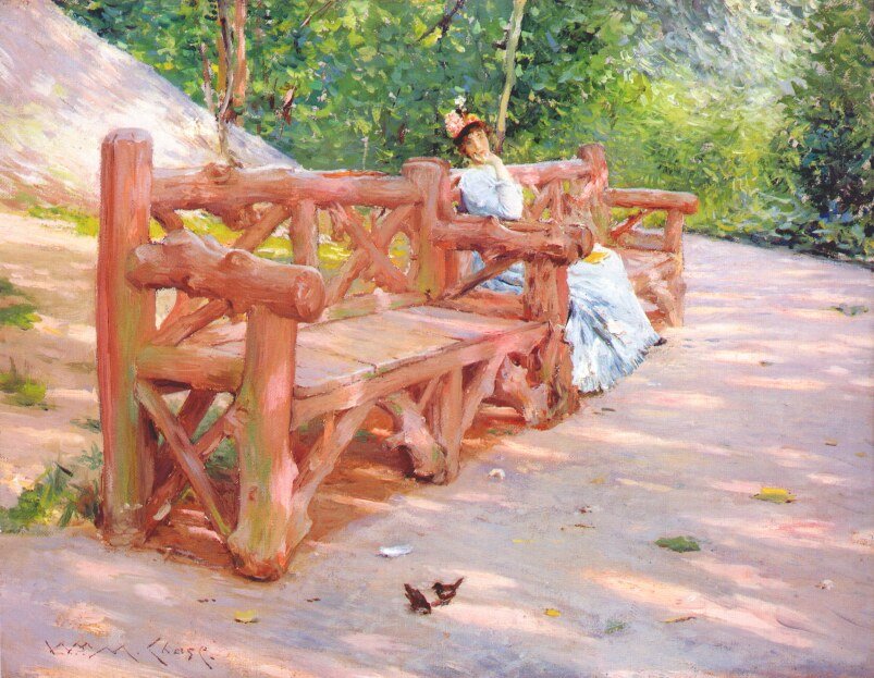 Rendez-vous sur un banc de parc - William Merritt Chase