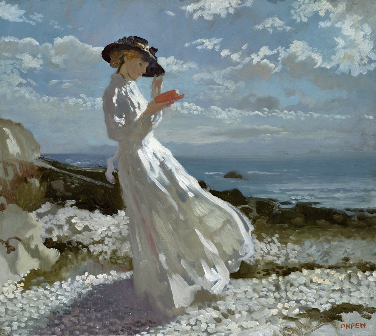 Grace lisant à Howth Bay - William Orpen