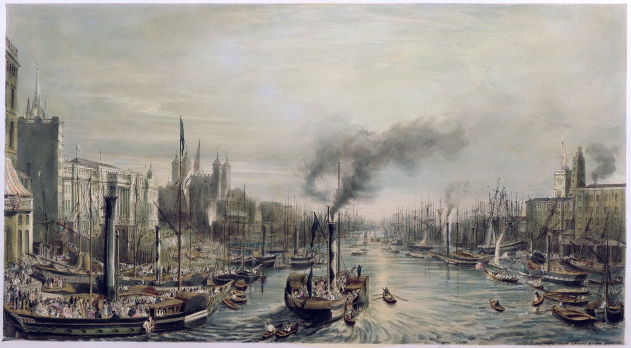 Bassin de Londres depuis le pont de Londres, 1841 - William Parrott