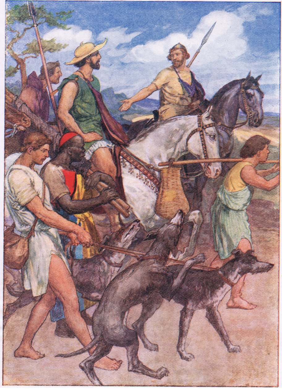 Pélopidas partant pour Thèbes, de Vies de Plutarque publié par T C & E C Jack Ltd, années 1920 - William Rainey