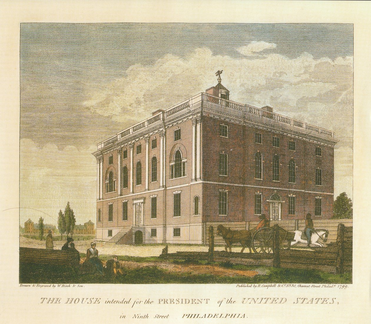 La maison destinée au président des États-Unis, dans la neuvième rue de Philadelphie - William Russell Birch