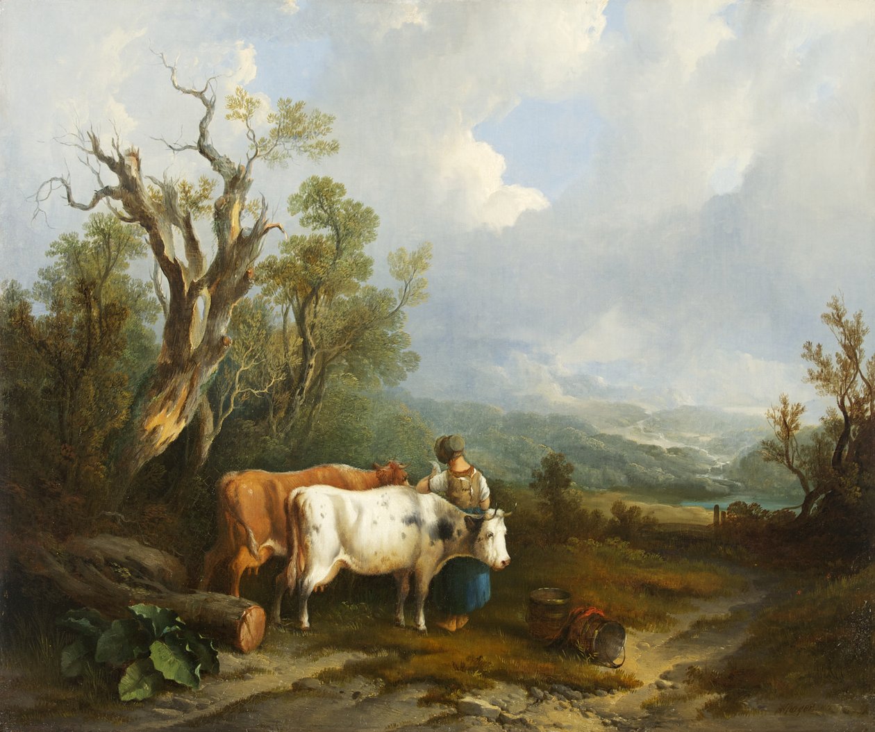 Paysage avec bétail et figure de femme, 1842 - William Snr. Shayer