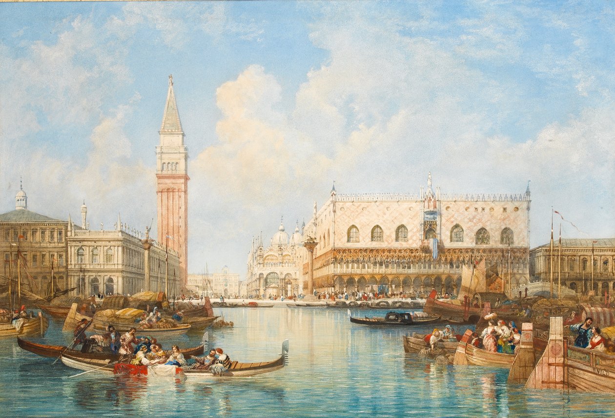 Le Palais des Doges et la Piazetta depuis la lagune, Venise - William Wyld